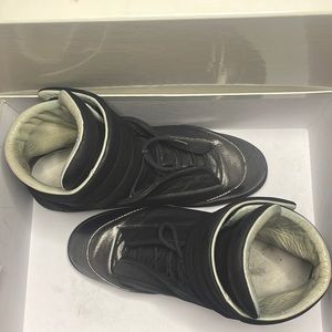Mason Margiela Black Future Leather High Top Sneaker, Size 10